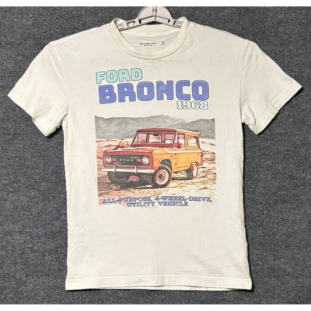 Abercrombie & Fitch Ford Bronco 1968 Graphic Tee Off-White Men's XS Soft A&F Tee